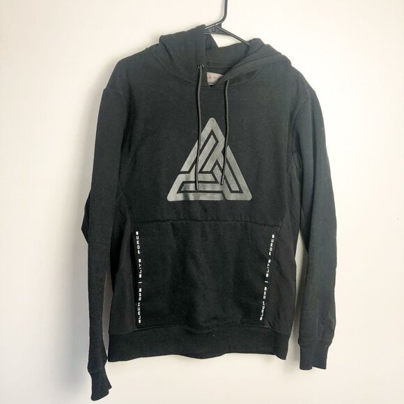 Black Pyramid Monochrome Black Pullover Hoodie Medium Sweatshirt - Picture 1 of 10